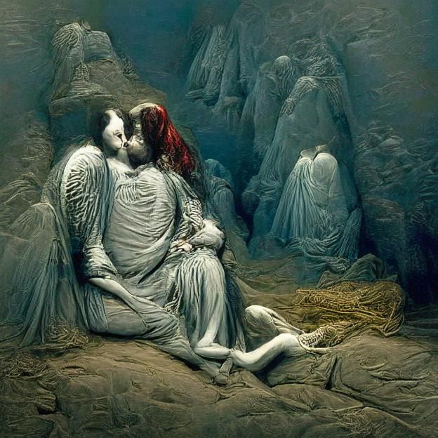 Romantic Embrace in Dore Style