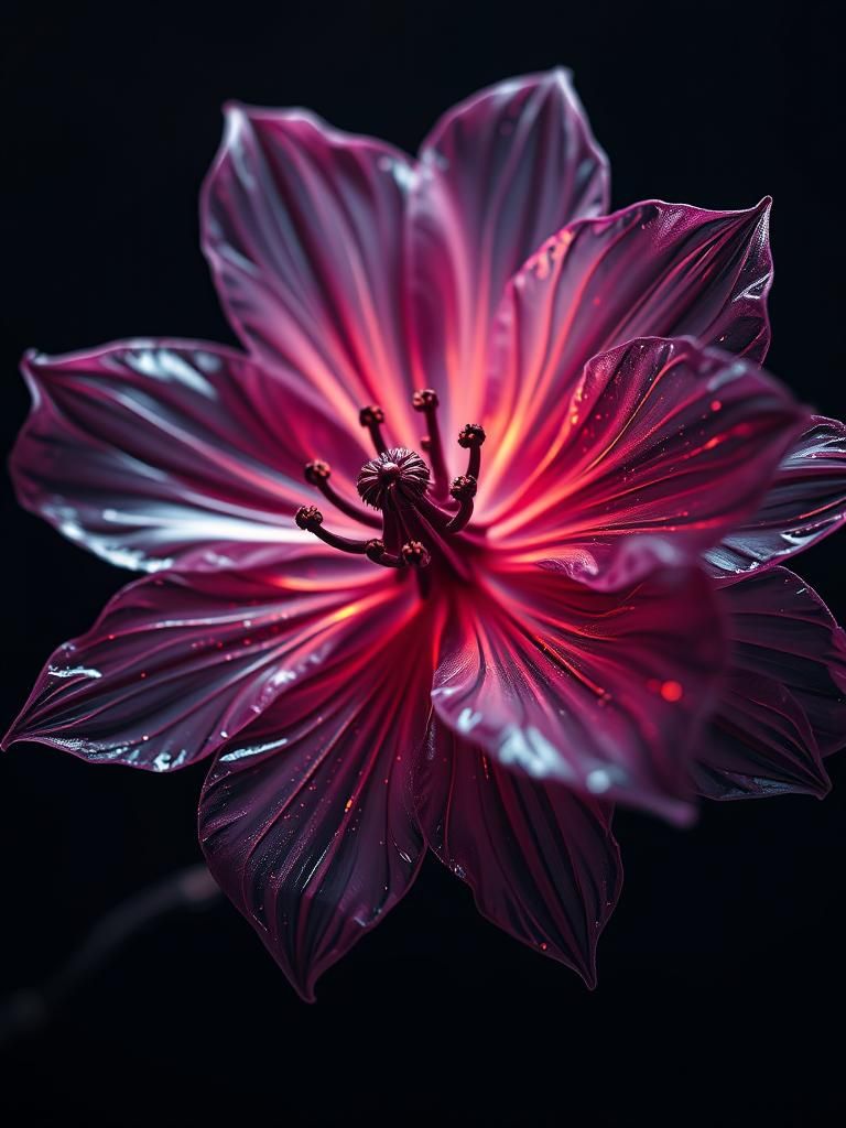 Enigmatic Glass Flower in Mysterious Light