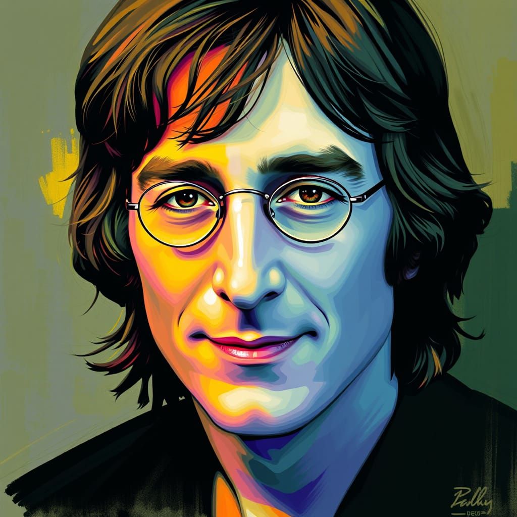 John Lennon Portrait in WPAP Style with Modern Twist