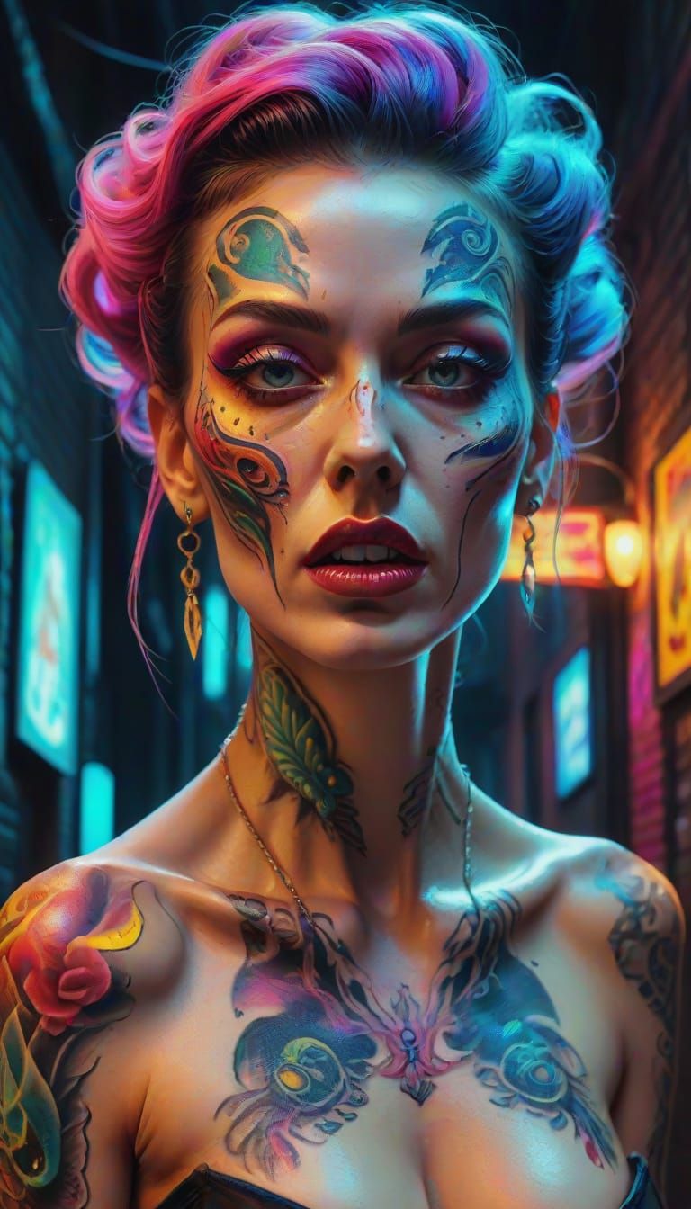 Surreal Transformation: A Vibrant Oil Painting Portrait