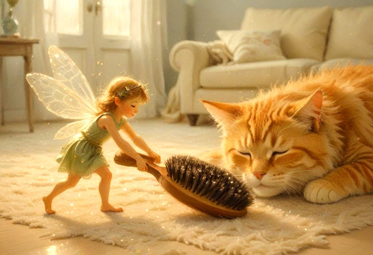 Getting ready to brush the cat