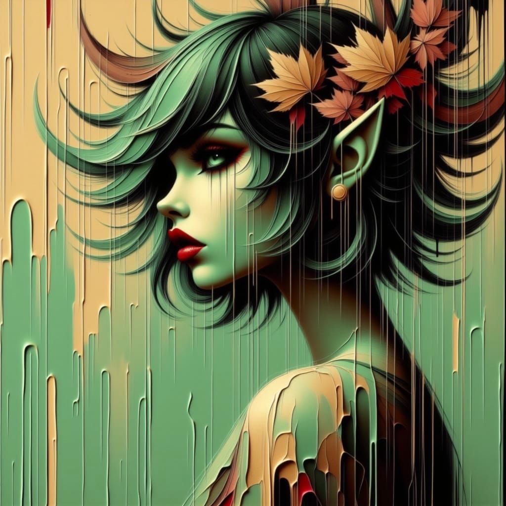 Moonchild Portrait with Autumn Leaves in Cinematic Style