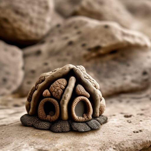 Petoskey Stone and Mushroom House in Abstract