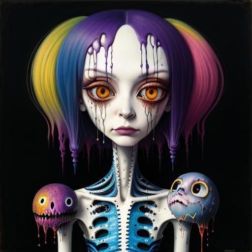 Surreal Distorted Figure in Vivid Colors