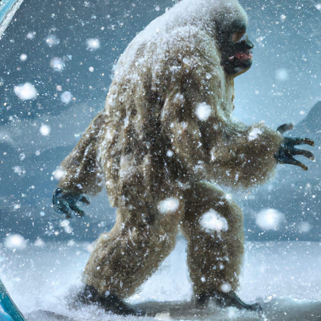 Yeti Snowglobe: Hyperrealistic Cinematic Snowstorm