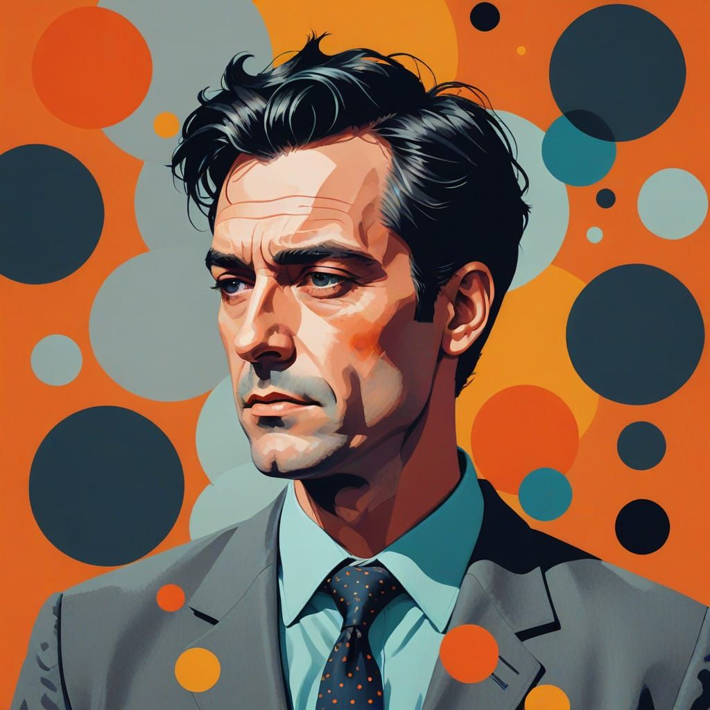 Surrealist Figure in a Bold, Graphic Scene