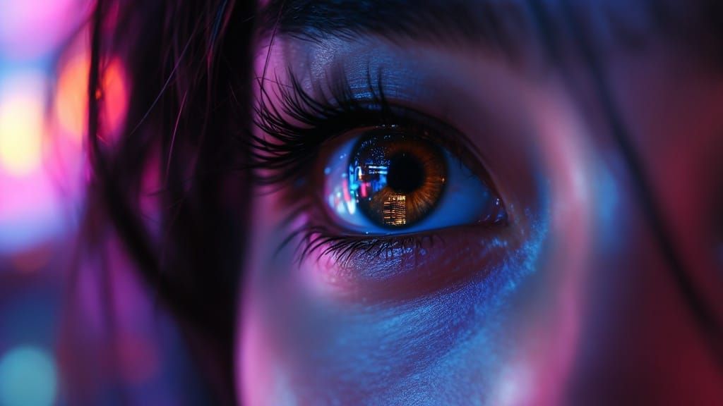 Serene Portrait of an Asian Woman's Eye with Tokyo Cityscape...