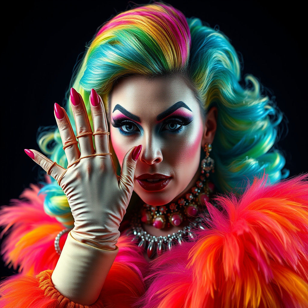 Rainbow Drag Queen: High-Fashion Glamour