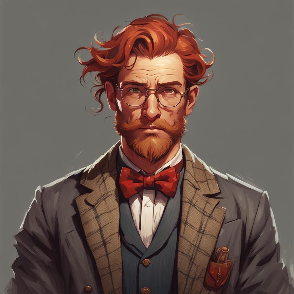 Nerdy Man in Tweed Blazer Portrait