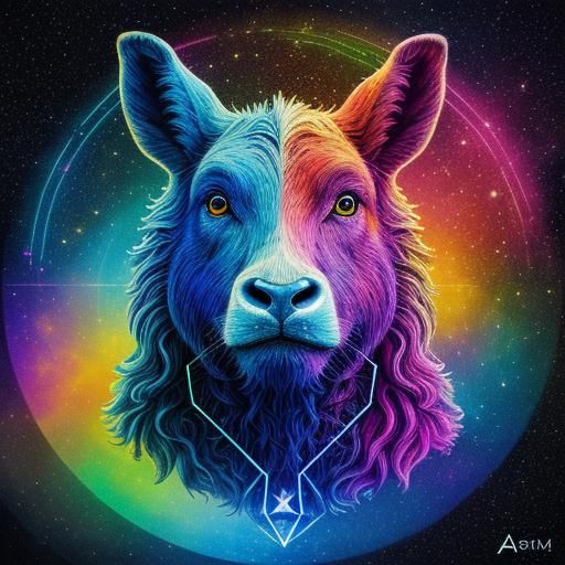 Farm Animal in Psychedelic Astral Illustration