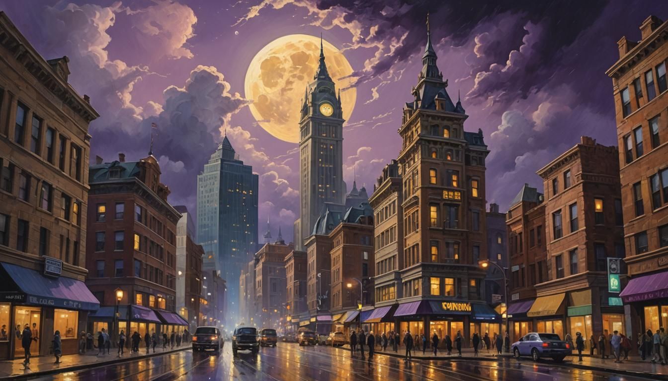 Alien Cityscape in Oil Painting Style