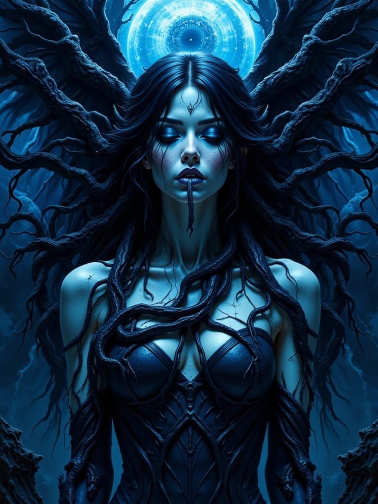 Fallen Angel with Venomous Tongue and Symbiote, Dark Fantasy...