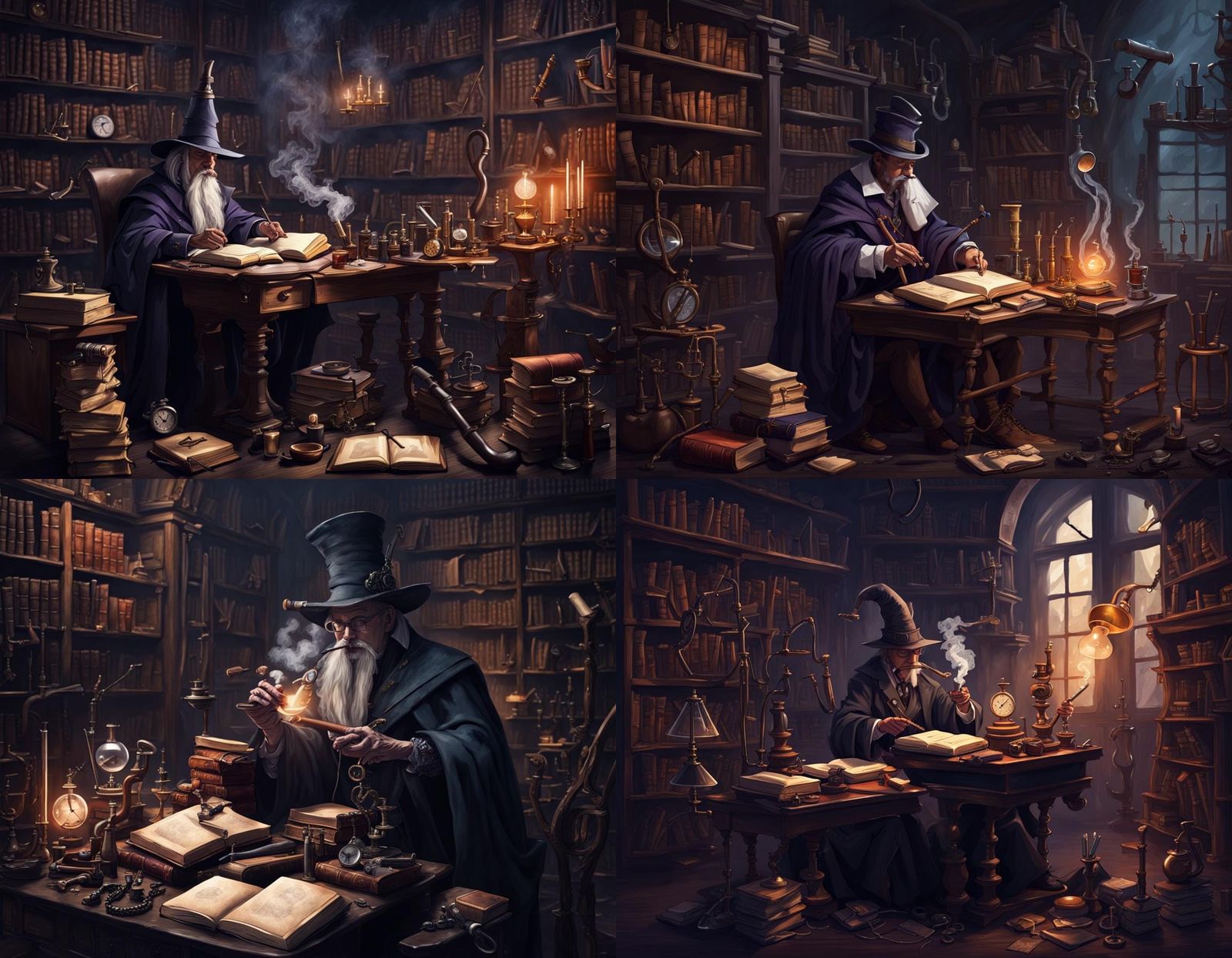 Dark fantasy magician's ibrary.