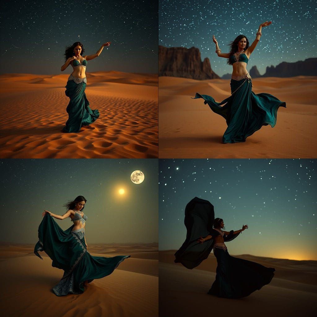 Ethereal Bellydancer Under Celestial Skies