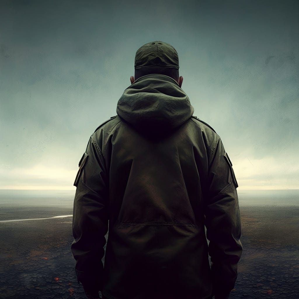 Isolated Wanderer in a Somber Landscape