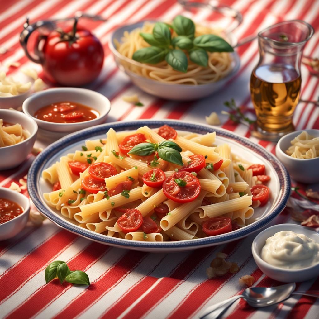 Delicious Italian Pasta Dish, Matte Painting Style