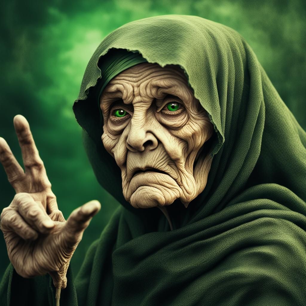 Old Woman as Grim Reaper: Dark Fantasy Portrait
