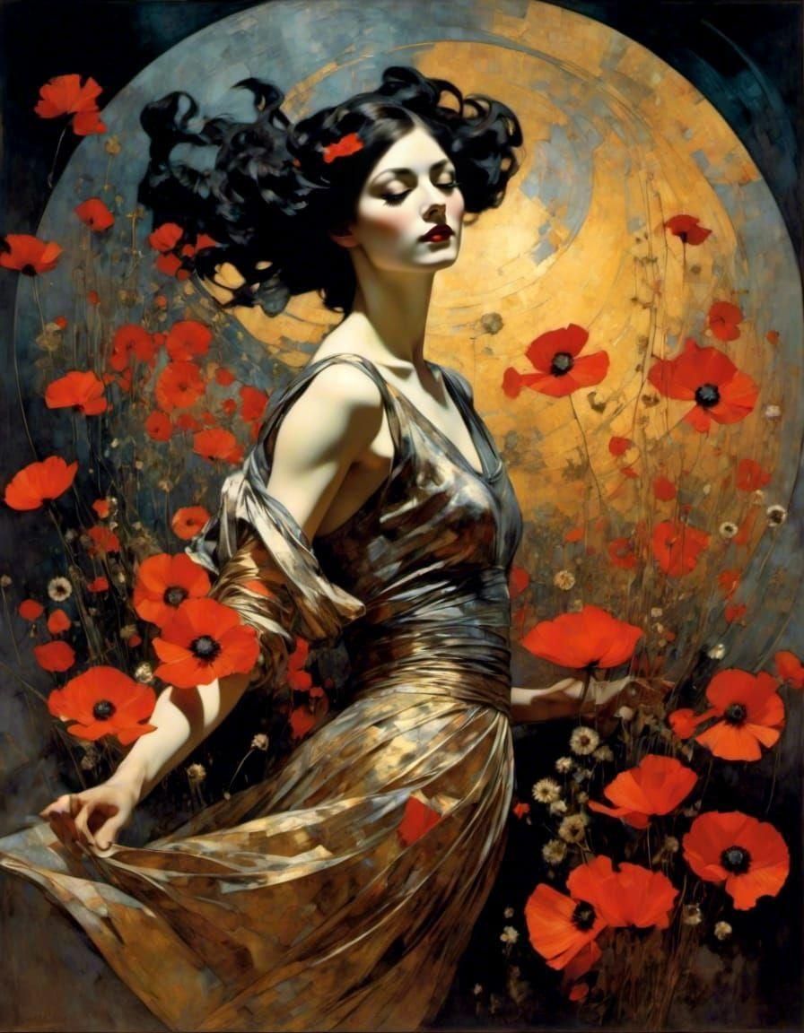 Dancing Figure in Golden Sunset, Wyeth Style