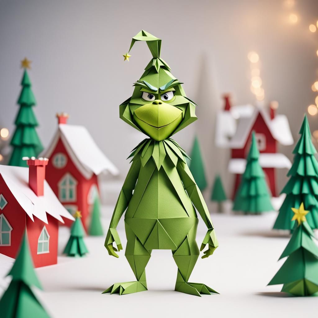 The Grinch in Whoville as Origami Papercraft