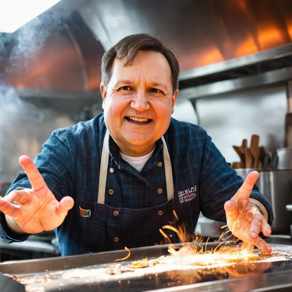 Intense Chef Portrait in Restaurant Kitchen