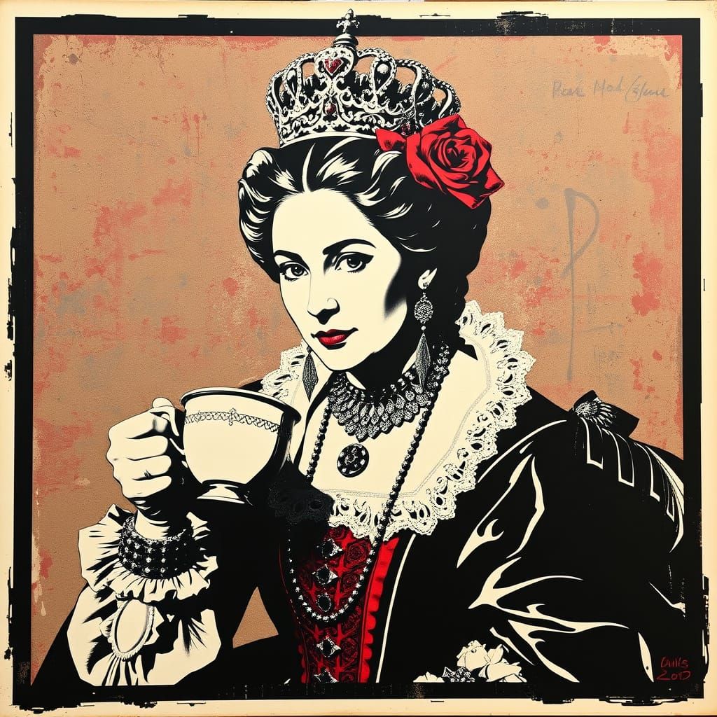Queen Victoria Tea Time: A Punk Art Poster