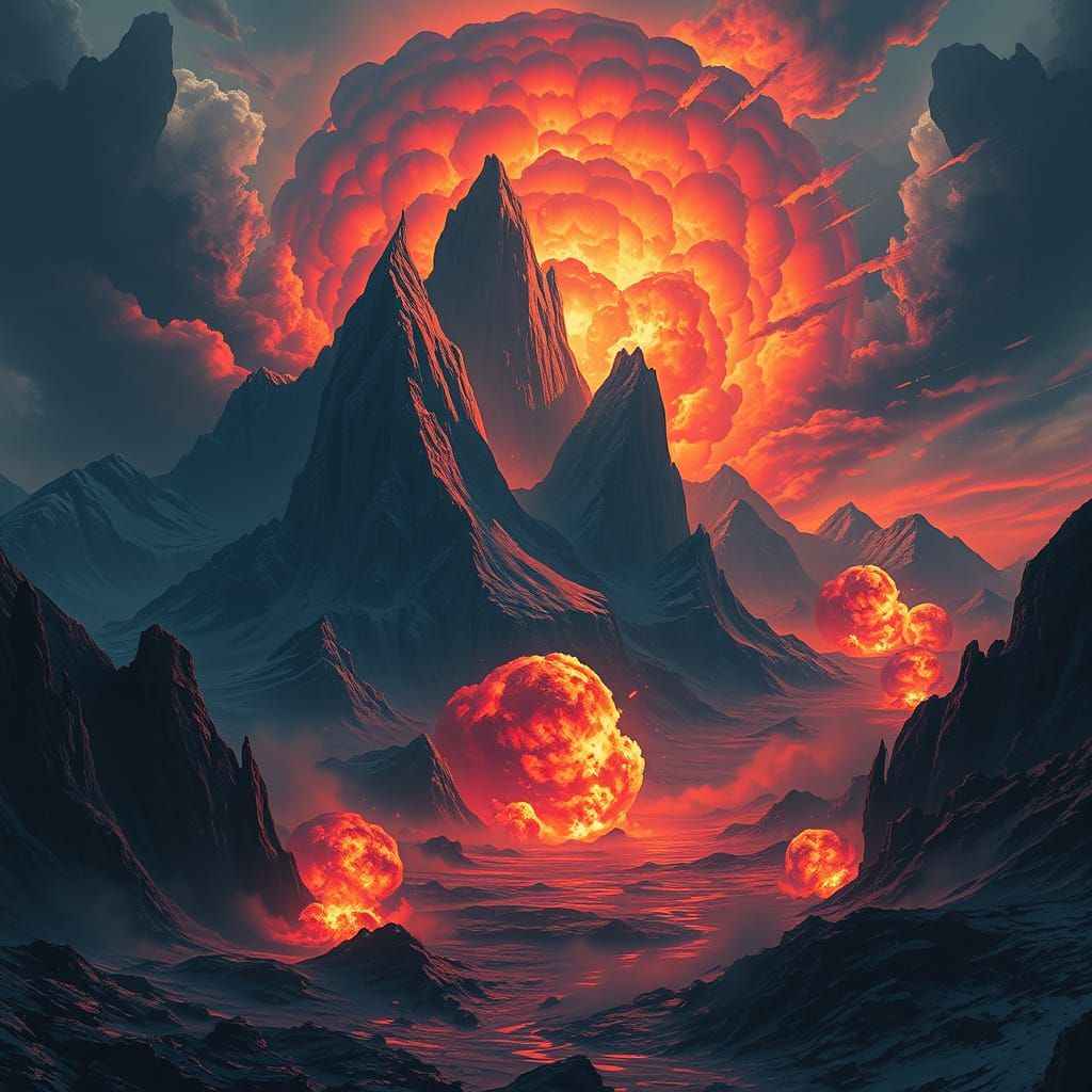 Epic Fantasy Landscape in Dark Cyberpunk Style