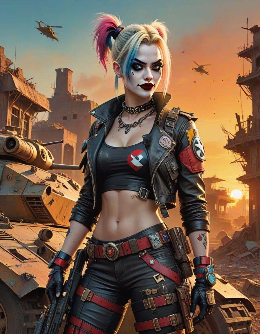 Surreal Cyberpunk Art Piece Combines Harley Quinn and Tank G...