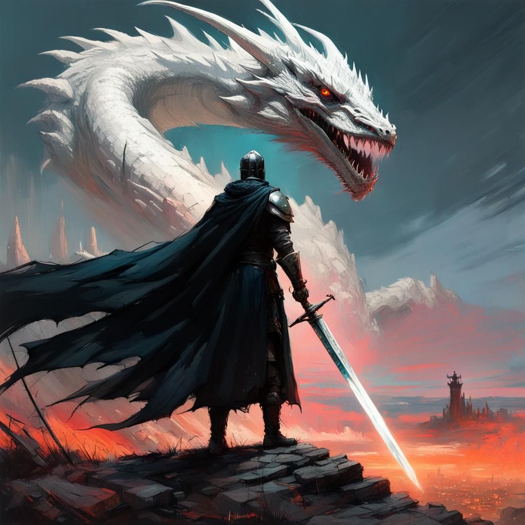 Knight and Dragon: Detailed Matte Painting