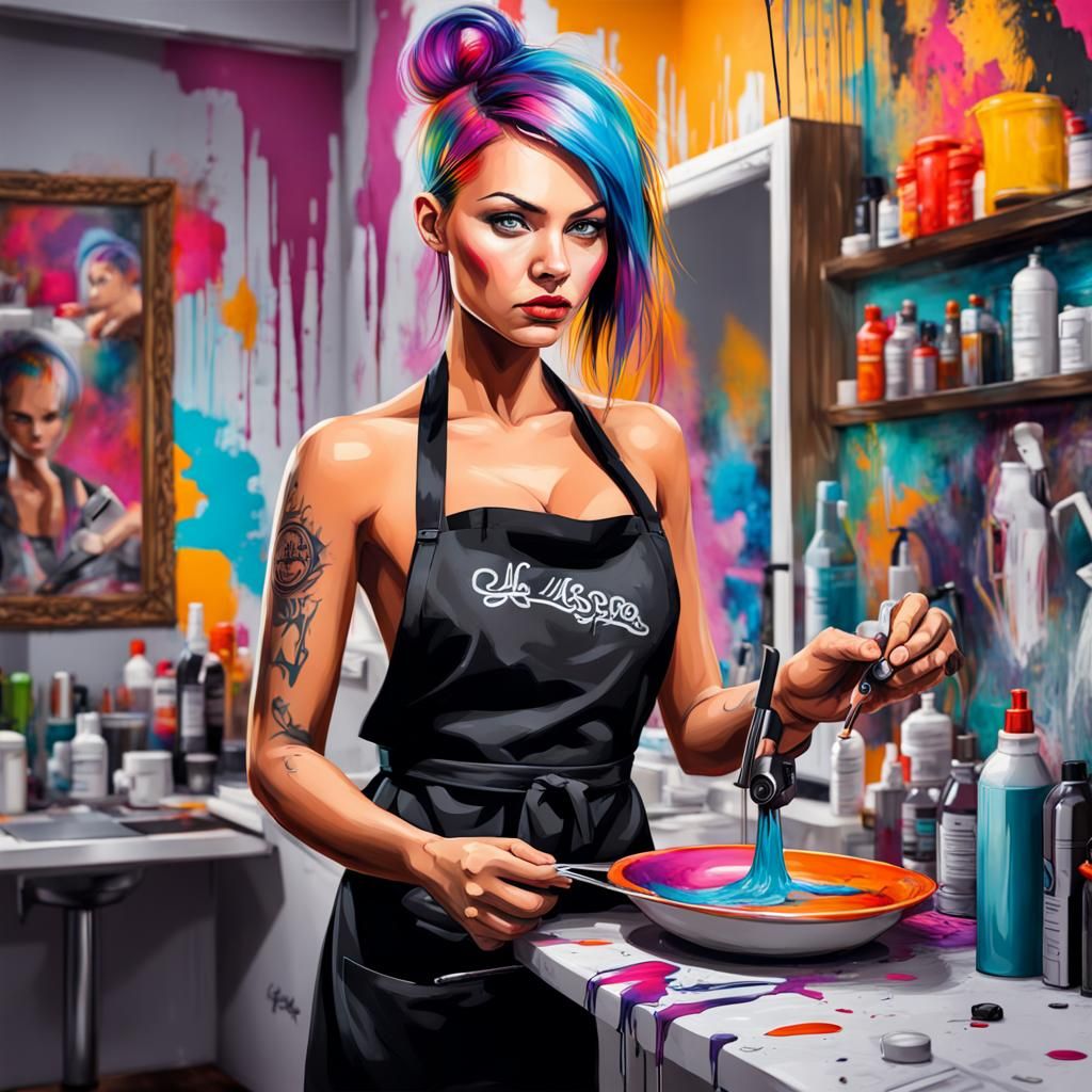 Hairdresser in Graffiti Art Style