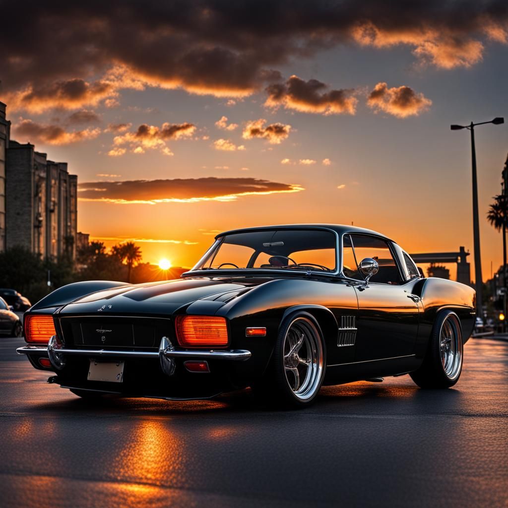 Sunset Car: Hyperrealistic Automotive Photography