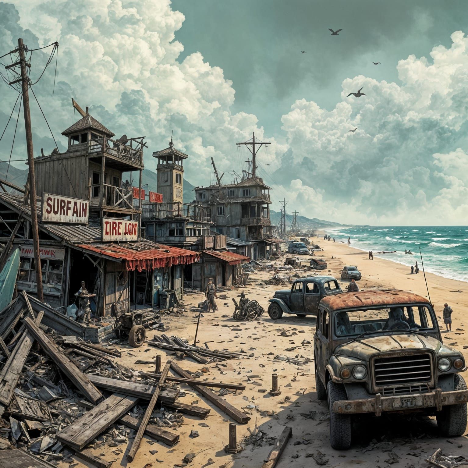 Post-Apocalyptic Wasteland in Dark Fantasy Style