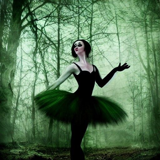 Pale Ballerina's Tragic Dance in a Dark Swamp