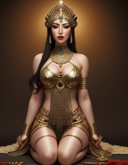 Sensual Sumerian Goddess in Ancient Mesopotamian Splendor