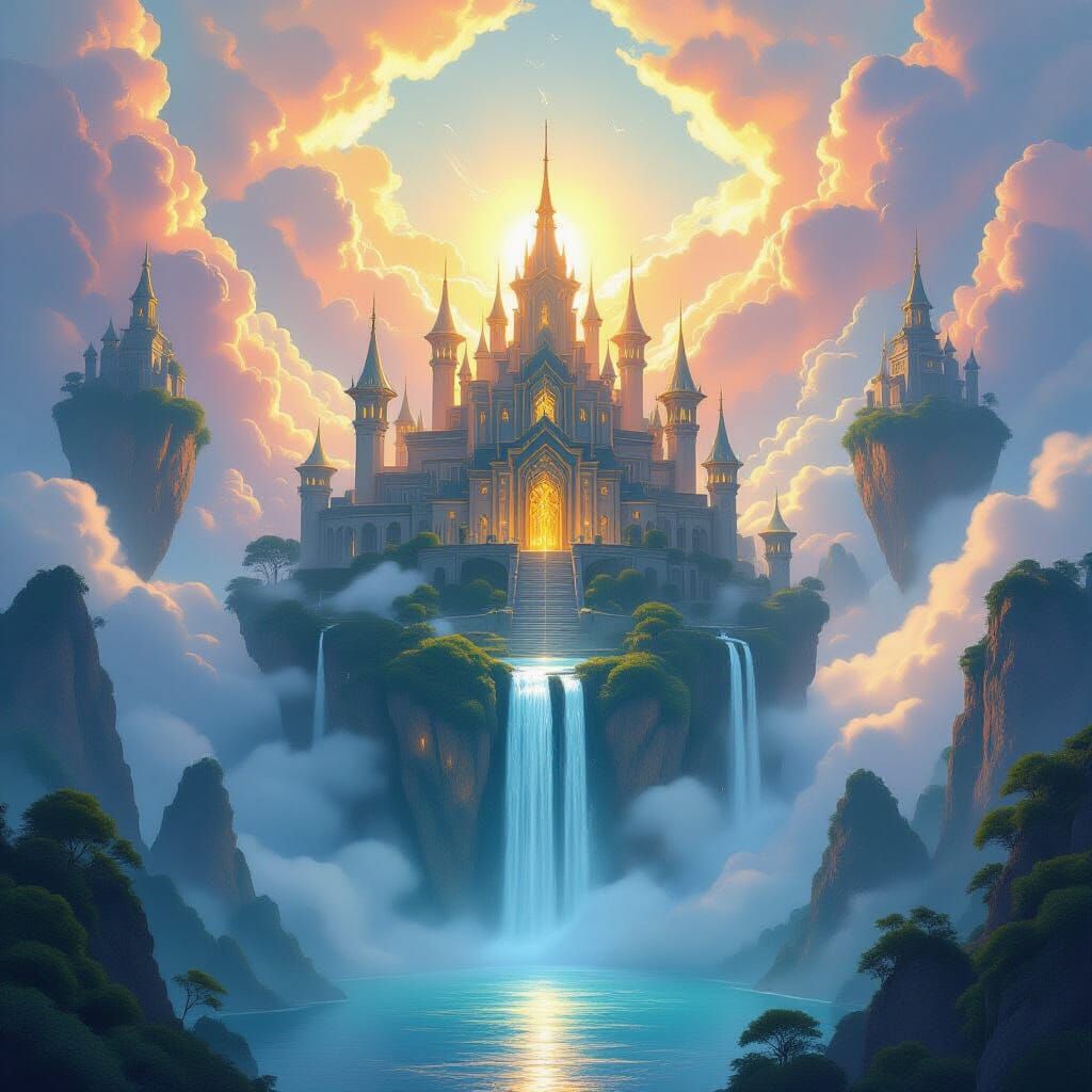 Magical Spell School in Floating Islands Digital Art