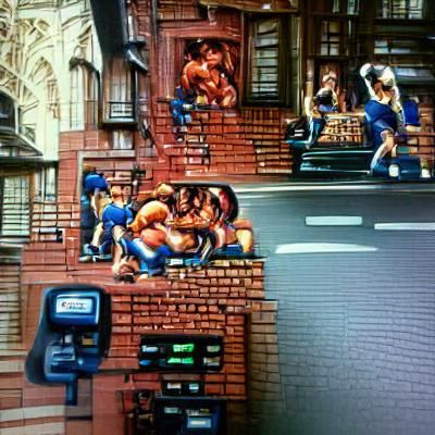 Rainy Cityscape in Cyberpunk Style