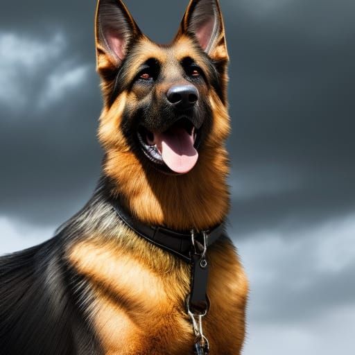 Hyperrealistic German Shepherd in Detailed Matte Painting