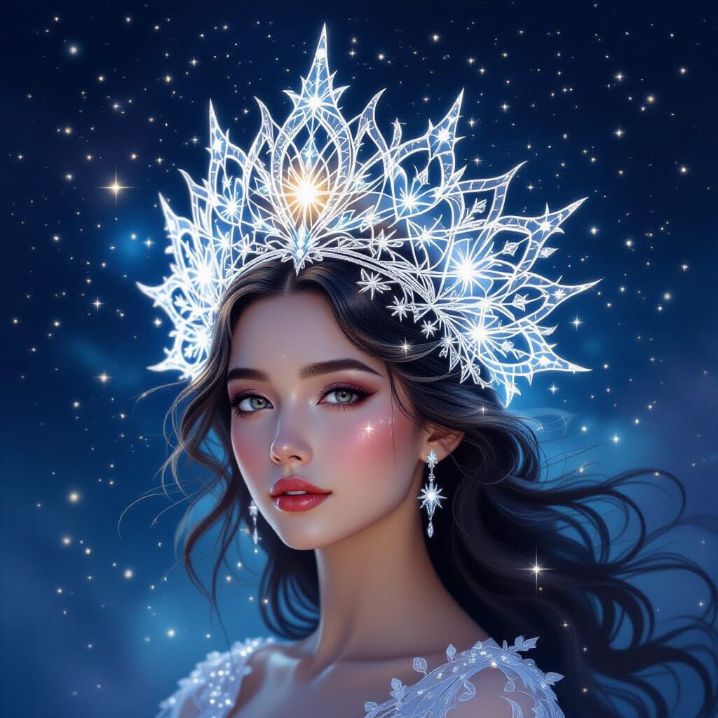 Celestial Queen's Headdress of Moonlight and Stars