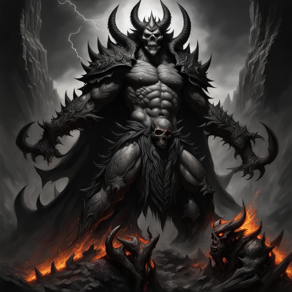 Infernal Demon in Charcoal, Dark Fantasy Art