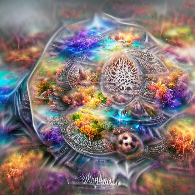 Holographic Astral Mandala Fractal in Mixed Media