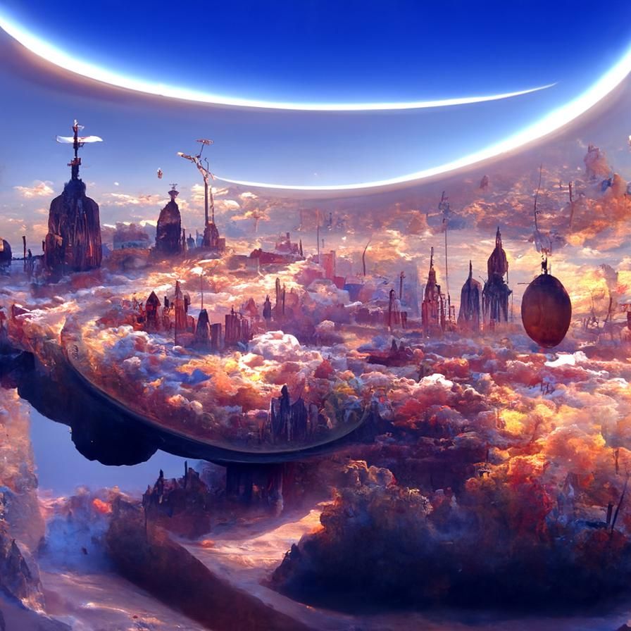 Surreal Portal Opens on Flat Earth, Fantasy Art