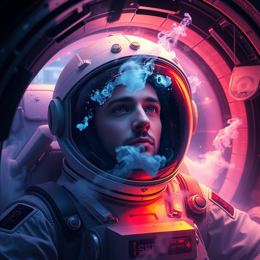 Astronaut in Triadic Colors Air Lock Portrait