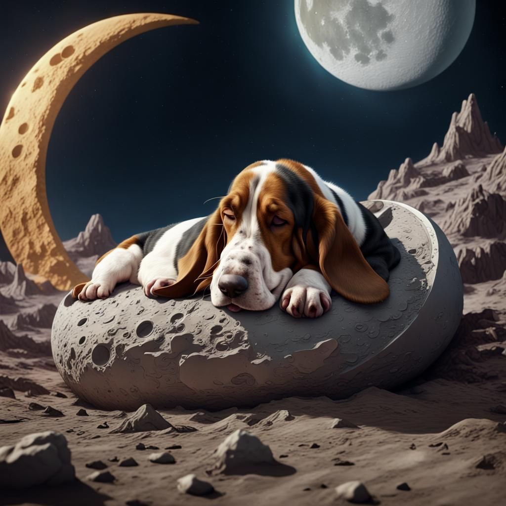 Basset Hound Dreams: Sleeping on the Moon