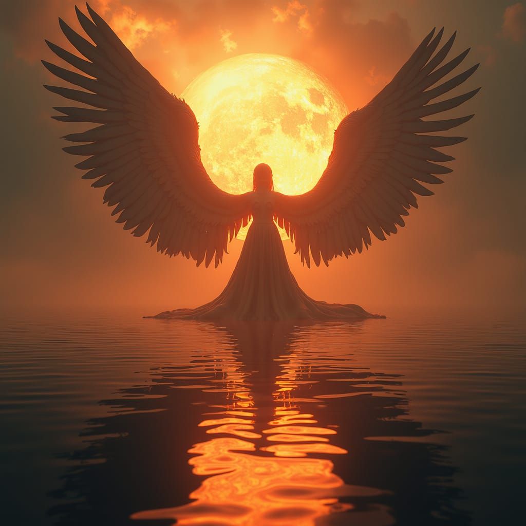 Fiery Angel Silhouette in Hudson River Style