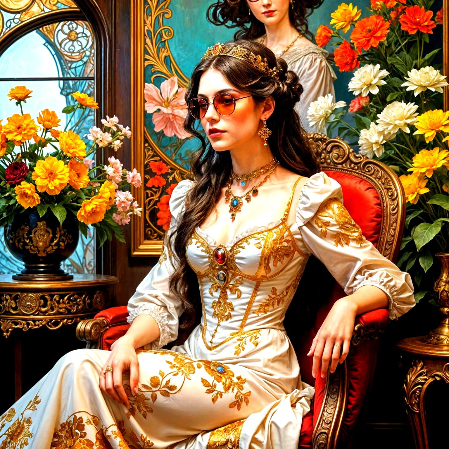 Blood Hazard Aesthetic Girl in Art Nouveau Style