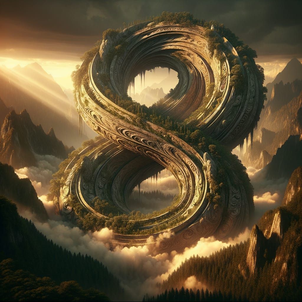 Ethereal Stone Figure-Eight in Golden Light