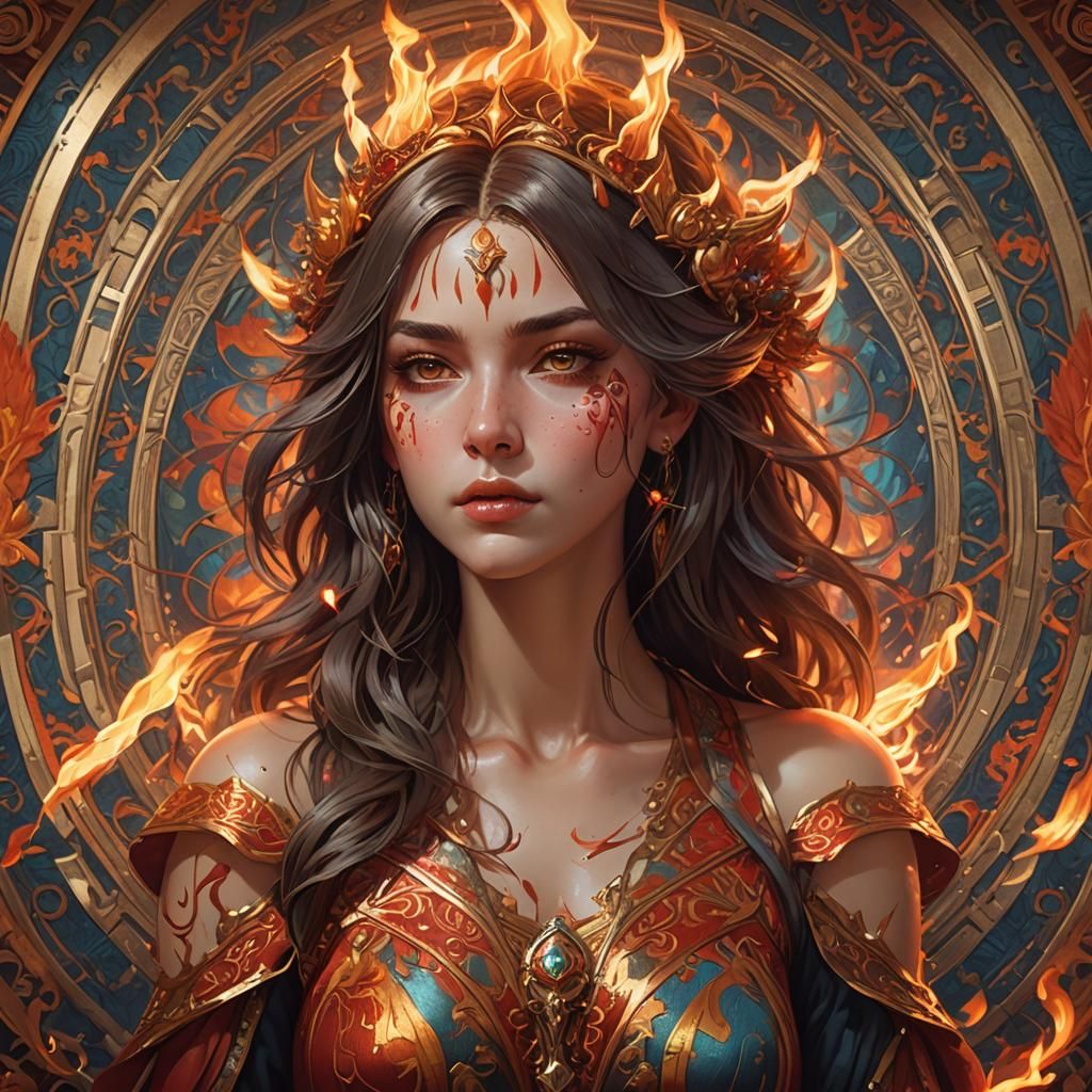 Detailed Fire Poker Portrait in Hyperrealistic Style
