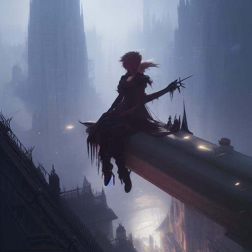 Dark Fantasy Landscape in Volumetric Lighting