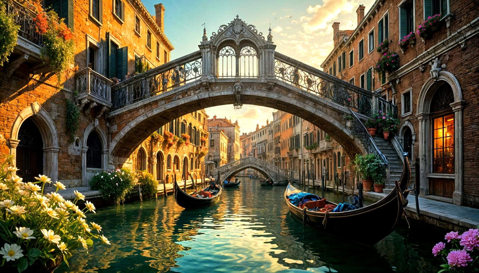 Baroque Fantasy in Venice: Golden Light and Delicate Petals