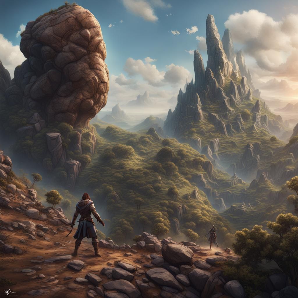 David Slaying Goliath: Detailed Matte Painting