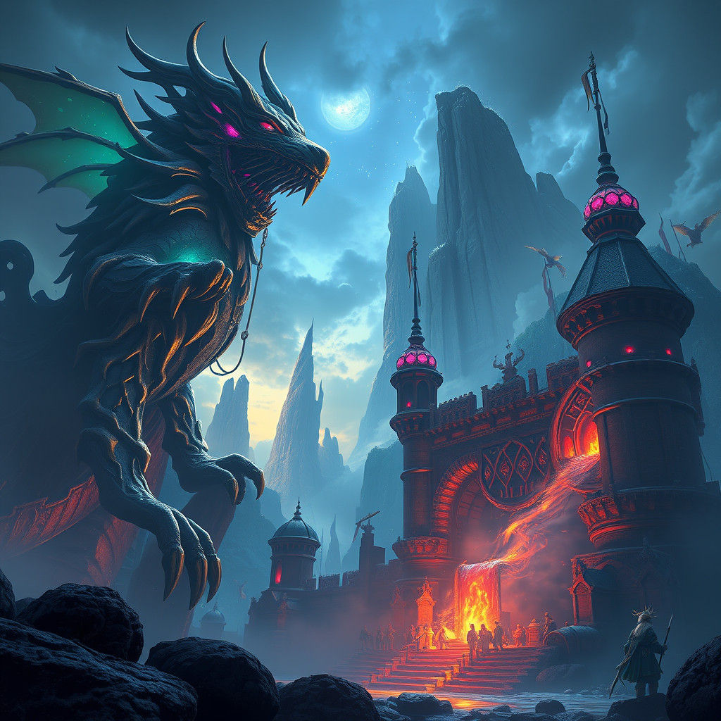 Fantastical Detailed Matte Painting in Deep Color